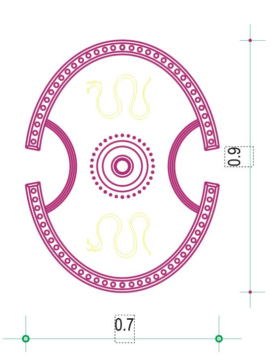 Ασπίδα «Βοιωτικού» τύπου βασιζμένη σε παραστάσεις του ζωγράφου Εξεκία (Βρεταννικό Μουσειο) - Boetian Shield, based on pottery representations of Exekias painter (British Museum). Design by Nikolakopoulos Dimitris, Architect