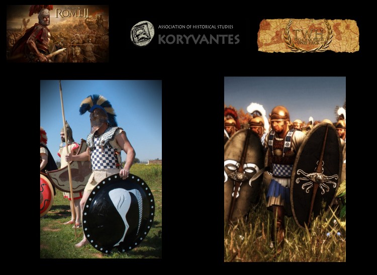 Linothorax decorated with geometric designss for the TW Unit "Achaean Thoracites - Athens" - Linothorax and Hoplon (shield) build by Dimitrios Katsikis (hellenicarmors.gr). Photograph by Pantelis Xanthoulis for KORYVANTES Association