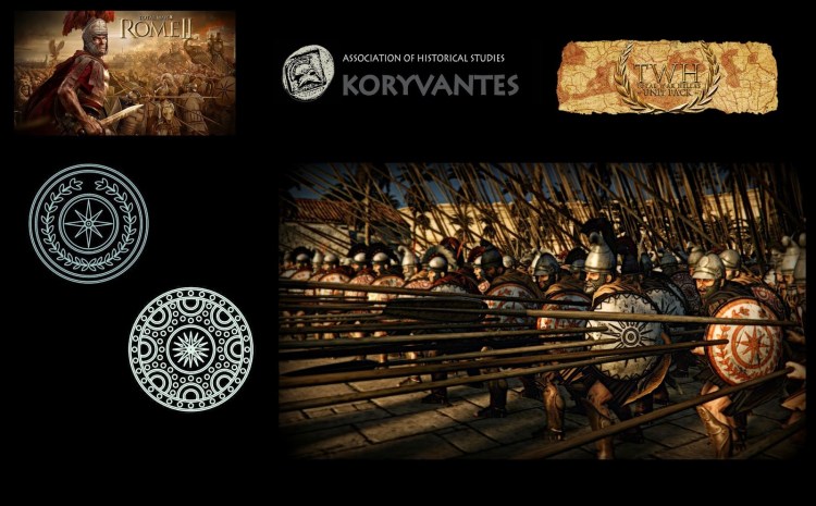 Shield devices (Emblems - Εμβλήματα) of Macedonian Units for the TW Unit "Leykaspides - Macedonia" - Design by Dimitrios Nikolakopoulos, Architect