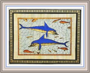 Replica of the Dolphin Fresco Knossos on papyrus