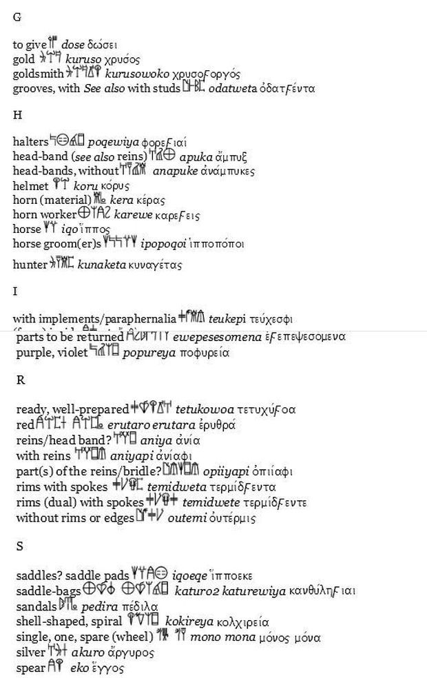eMycenaean Chariots Lexicon